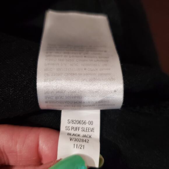 Old Navy Waist-Defined Puff-Sleeve Linen-Blend Mini Wrap Dress Size M Tall Black - Picture 8 of 10